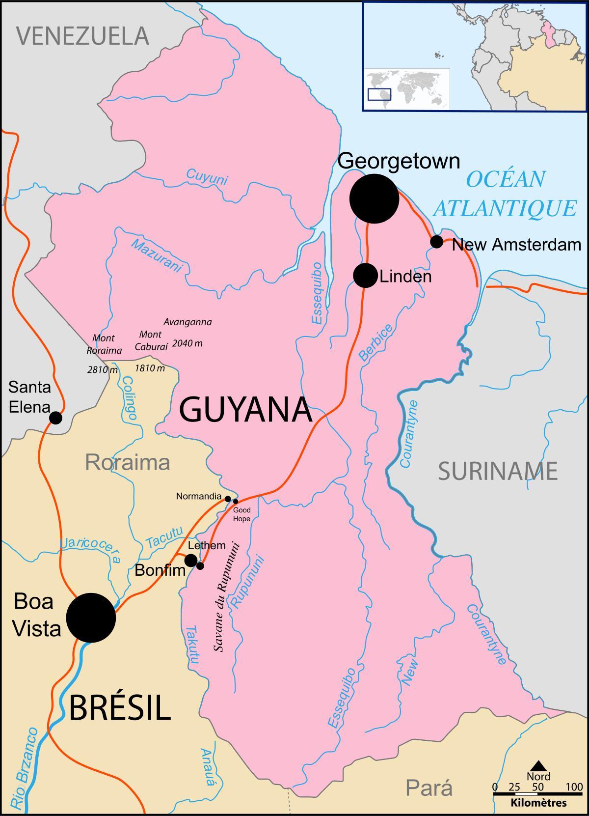 Karte von Guyana Ort auf der Welt