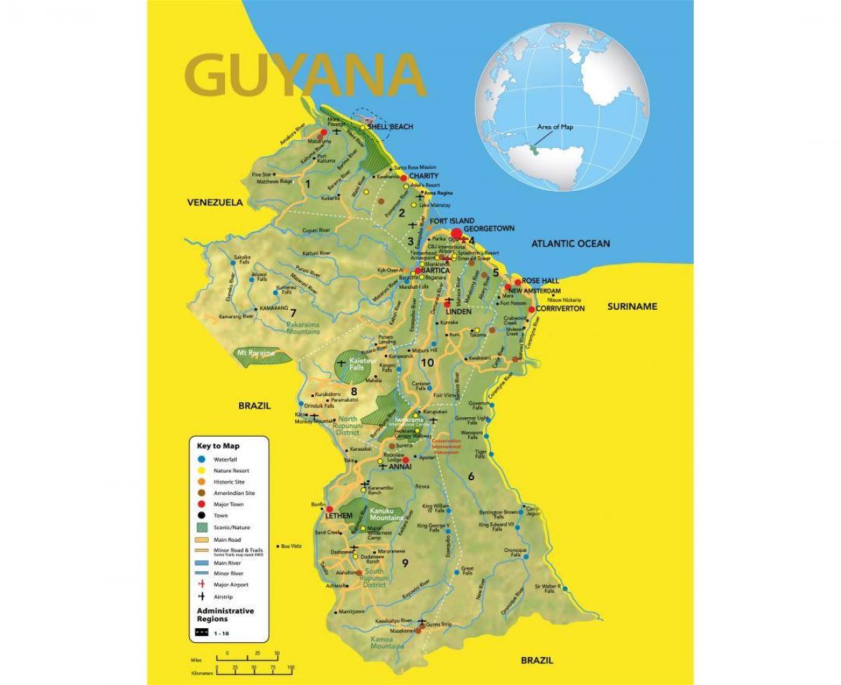 Karte von Guyana Position auf der Karte