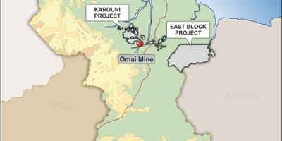 Karte von Guyana zeigen, mineral-Ressourcen