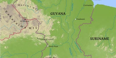 Karte von Guyana zeigen die niedrigen Küstenebene