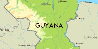 Karte physikalische Karte von Guyana